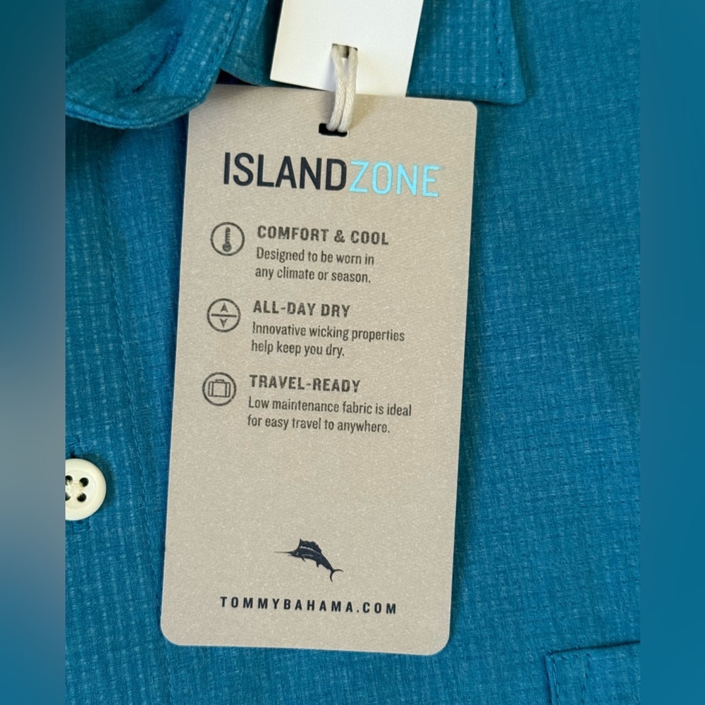 Tommy Bahama Big & Tall Bahama Coast IslandZone Heathered Solid Camp Shirt ~ NWT - Picture 5 of 11